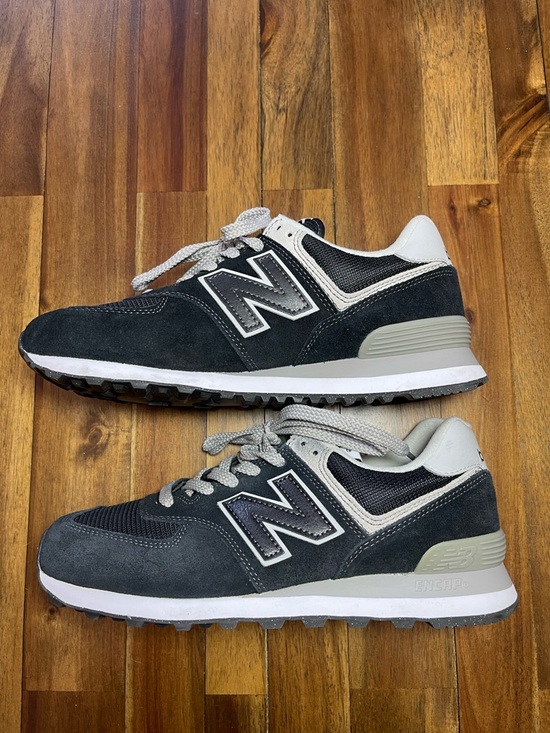 New Balance Other - New Balance Classic 574 Black Suede & Light Gray Trim Sneakers